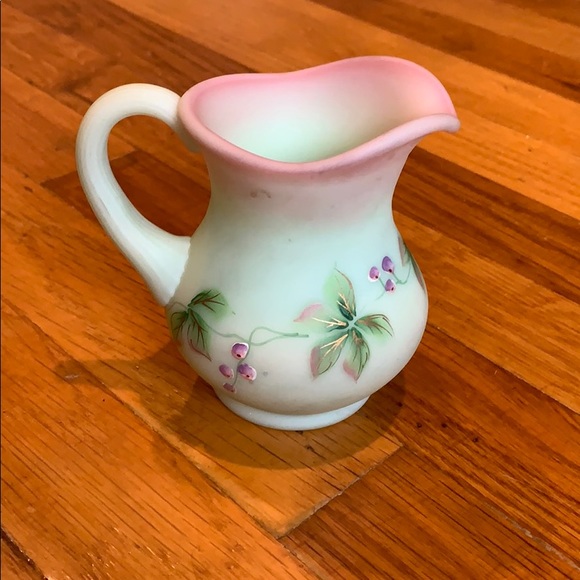Fenton green burmese lotus mist mini pitcher